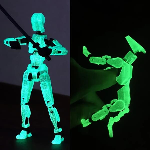 DIY Luminous T13 Multi-Jointed Movable Shapeshift Robot 3D-tryckt skyltdocka Lycklig robot och hund Actionfigurer Leksaker barn Presenter red