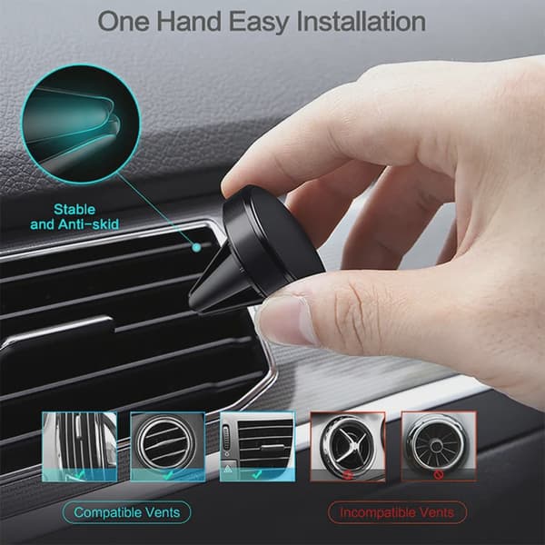 Magnetisk Biltelefonholder Luftventil Monteringsstativ GPS-understøttelse til iPhone 15 14 11 Xiaomi Huawei Samsung Silver