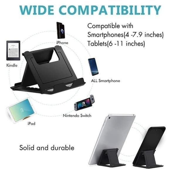 Mini bærbar, foldbar universal plastik telefon-tabletholder Blue