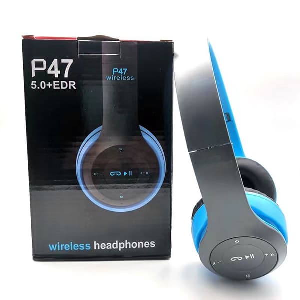 Stereo P47 Headset 5.0 Bluetooth Headset Foldable Series Trådløst Sports Game Headset til iPhone XiaoMi black