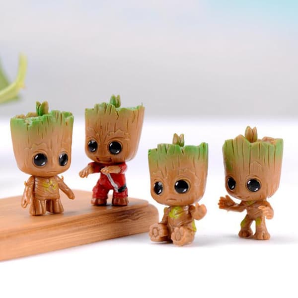 4st/set Guardians of The Galaxy Tiny Groot Söt Baby Tree Man Modell Figurleksaker 4,5 cm presentprydnader 1 Size One Size