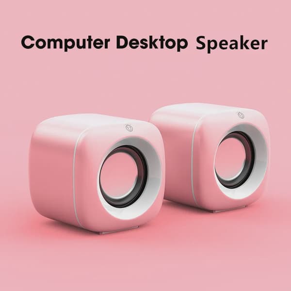 Hifi Mini Desktop Kablet USB Computer Dobbelt Højttaler til Bærbar PC Surround Stereo Subwoofer AUX Afspilning Mega Bas Højttaler White