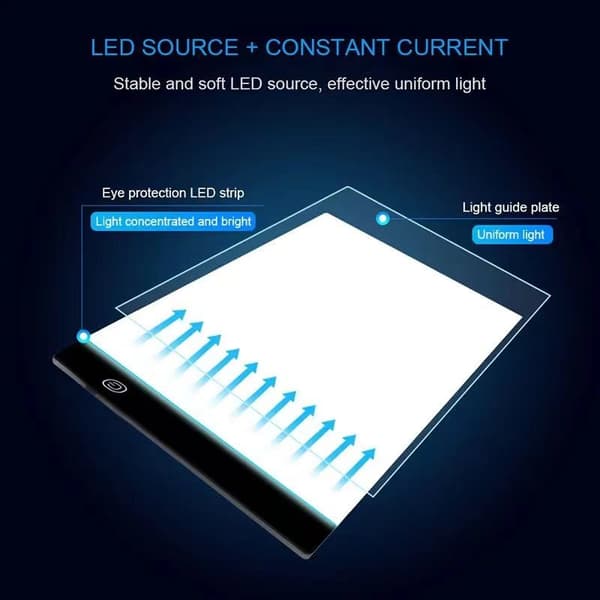 A5 Led Skiss Kopiering Ritbräda Transparent Light Board Gör det själv Målarbräda Black copy board