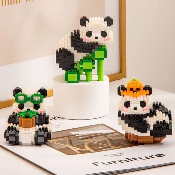 Mini Panda Building Blocks - Söt pedagogisk leksak i stil för barn W1120 Nobox