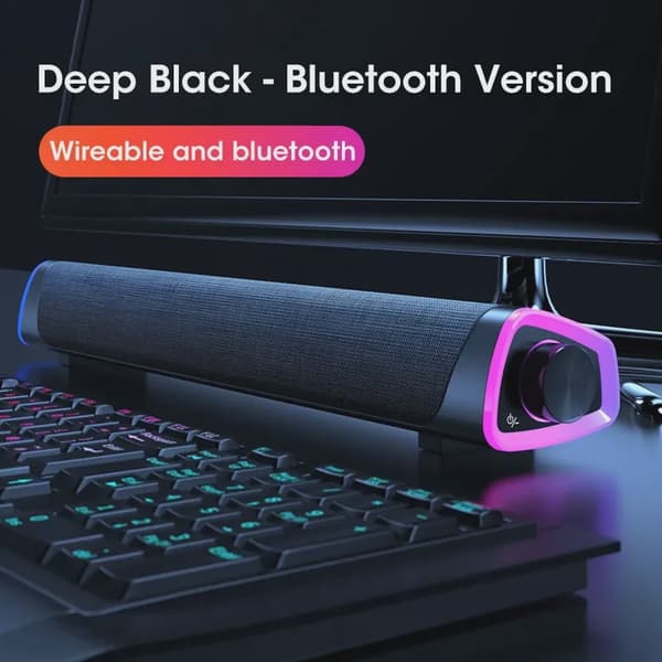 4D Computerhøjttaler Bar Stereolyd Subwoofer Bluetooth Højttaler Til Macbook Laptop Notebook PC Musikafspiller Kablet Højttaler Bluetooth White
