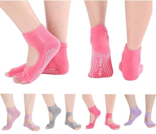 Yogaskor Yogastrumpor - One Size Tåstretch Sockor 4 Färger Lila