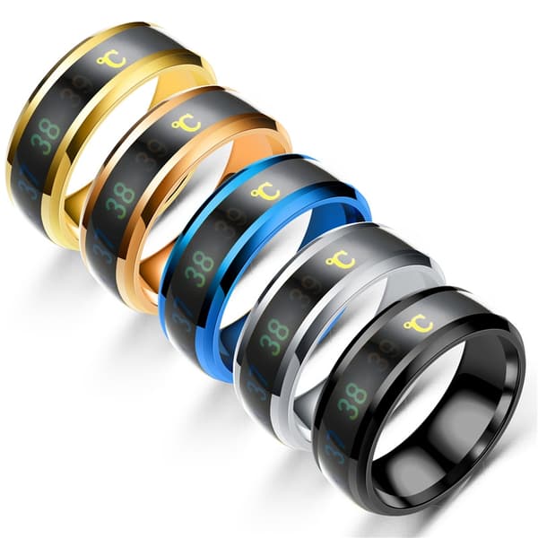 Mode Smart Induktion Temperatur Par Ring Display EKG Temperatur Lovers Ringe Smykker til mænd Kvinder Tilbehør Gaver E Ring Size 6