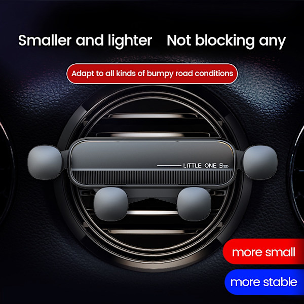 Gravity Biltelefonholder Luftventilmontering Universal Mobilstativ til iPhone 13 12 Xiaomi GPS BLACK