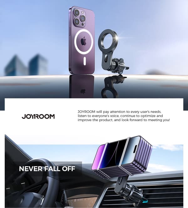 Joyroom Magnetisk Bilholder Universal Stærk Luftventilmontering til iPhone Samsung LG Google Pixel Black