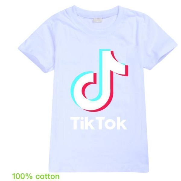 Tik-Tok tonåring fasion T- Shirt Kortärmad White Vit 170