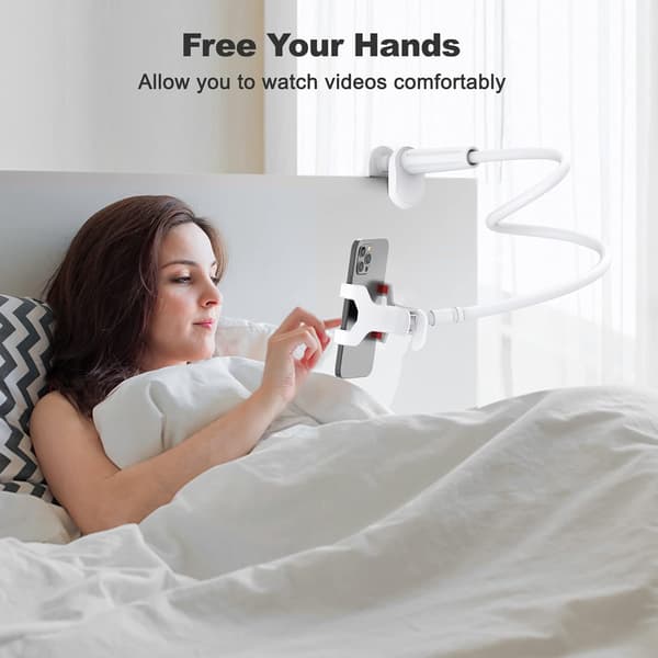 70 cm fleksibel telefonholder stativ klemmemontering til iPhone Samsung 3,5-6,7" enheder WHITE