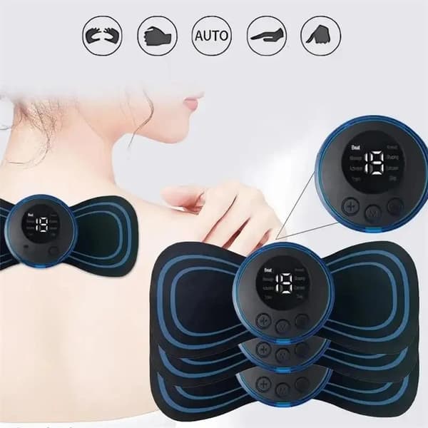 Fjärrkontroll EMS Nack Massager Mini Cervical Back Patch Stimulator Massageador Matta Portable Gel Pad Stickers Slim No Remote Control