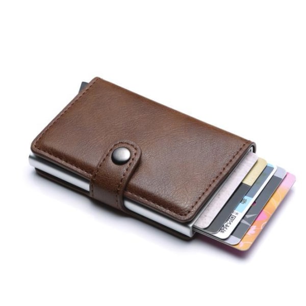 Smart RFID beskyttelse tegnebog kortholder 5 kort ægte læder 5 farver Blue