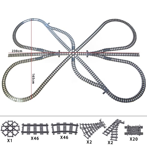 MOC City Train Rail Crossing Tracks Set Stud Gap Triple Switch Tegelstenar Byggstenar Tekniska Enlighten Leksaker för barn Triple Switch