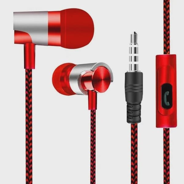 Trådbundna in-ear-hörlurar med mikrofon och volymkontroll, 3,5 mm Red