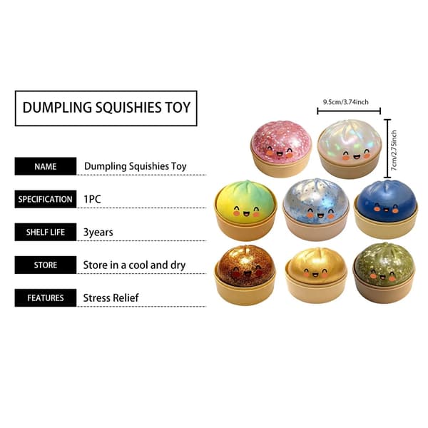 Dumpling Squishy Stressbold Blødt Dej Klemlegetøj til Angst, Ikke-klæbrig (Tilfældig Farve) Angstlindring