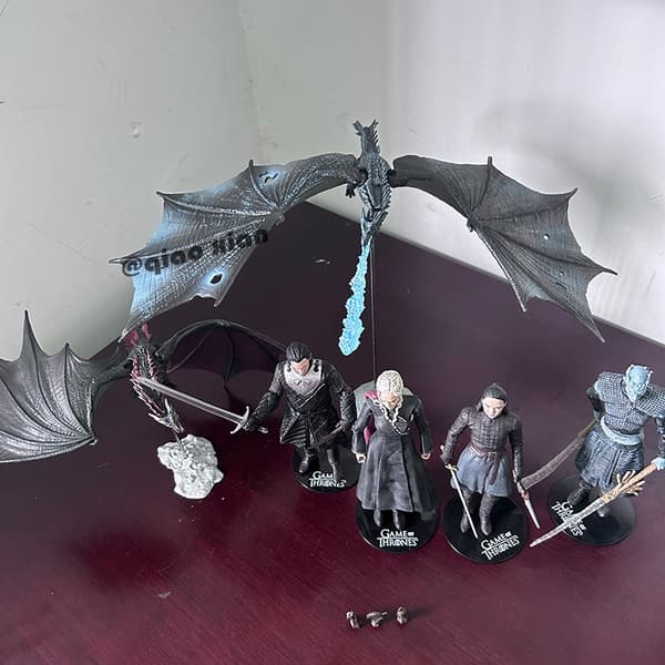 Jon Snow, Night King, Daenerys Action Figures - Viserion & Rhaegal Black Ice Dragon-modeller E Size with box
