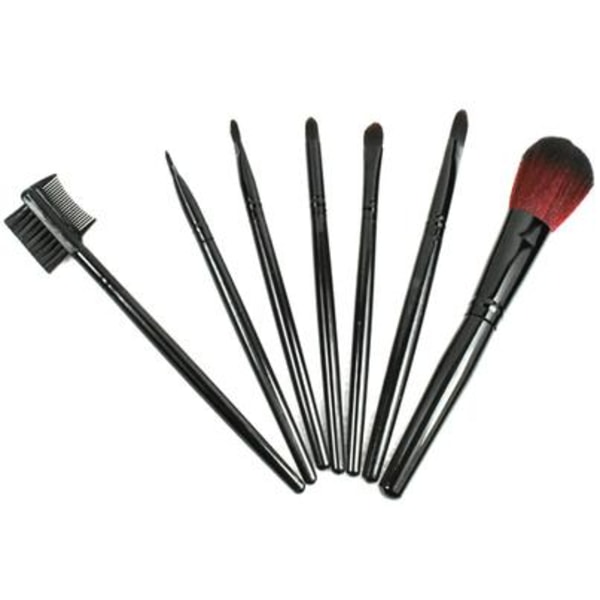 Make-up børster 7 dele med etui-4 farver Silver