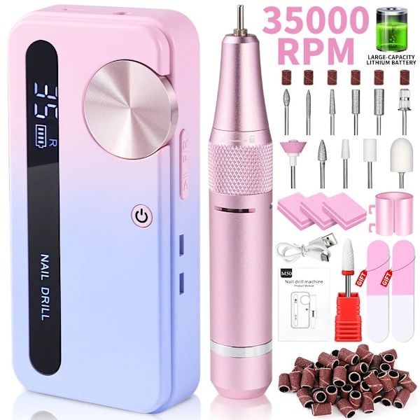 35000 RPM Elektrisk nagelborrmaskin Professionell nagelborr för gelnagellack Uppladdningsbart bärbart nagelfilsmanikyrverktyg Color