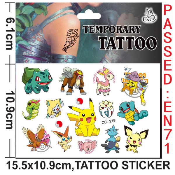 4 Pokémon-tatuointia Erittäin herkullisia monivärisiä lasten tat