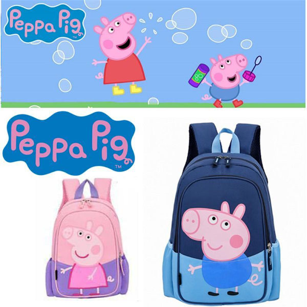 Greta Gris Peppa Pig  skolväska ryggsäck 2st Färger Blue Blå