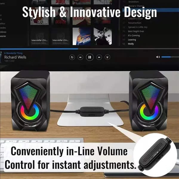 Ny X2 computerhøjttaler, oplyst stationær bærbar computer, multimedie mini kablet RGB-højttaler X2