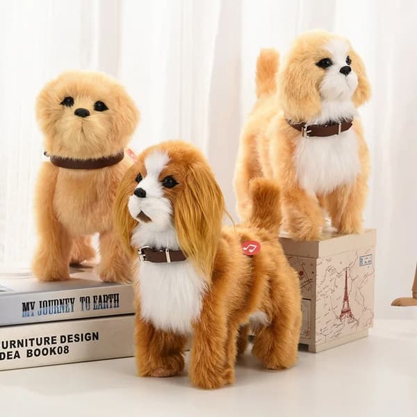 Röststyrd plyschrobothundleksak - gå, nicka, musik, beröring - perfekt present till barn Pug