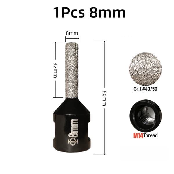 6/8/10/12 mm multifunktionel slibe- og tørborehoved til porcelænsfliser, marmor, hulsav til granit M14 2 pcs  6 mm