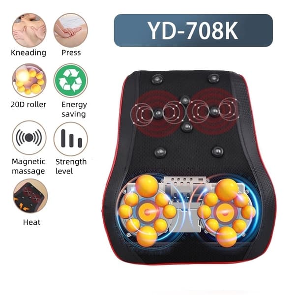 Jinkairui Elektrisk Shiatsu Massagekudde Nackkrockkudde Traktion Kroppsmassage Bil med Värme- och Vibrationsfunktion basic Plug Type EU Plug