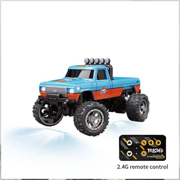 1:64 Speed ​​​​Mini terrängfjärrkontroll Billegering Cool belysning Stötdämpning Bordsdator Tävlingsleksak Liten present grey