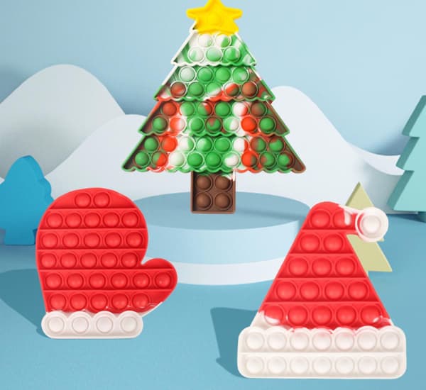 8 Pack Christmas Jul julklappar Pop it Fidget Toy Ljusrosa