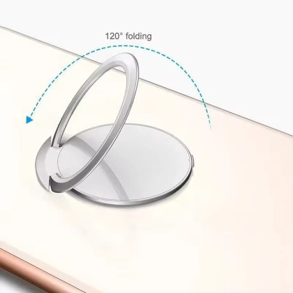 Luksuriøs tynd metalmagnetisk telefonholder til bilmontering med fingerring Silvery