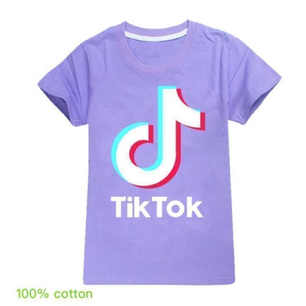 Tik-Tok tonåring fasion T- Shirt Kortärmad LightPink Mörkrosa 170