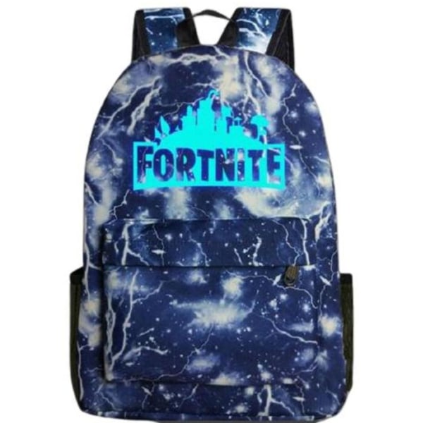 Fortnite rygsæk Night Luminous Skoletasker lyser i mørket Blue Thunder Blue