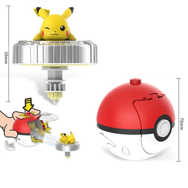 Äkta Lingdong Pokémon Gyro Leksaker för barns Fantasy Pikachu Charmander Dra sladd Battle Spinning Combat Komplett Set Presenter Eevee Gyro
