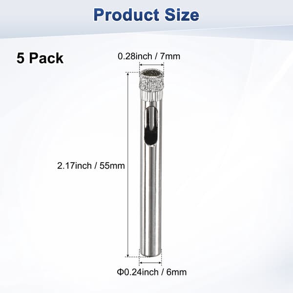 5-delt diamanthulsavbor 3-18 mm glasbor til keramik/marmor/granit 3 mm  Round shank