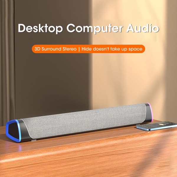 4D Computerhøjttaler Bar Stereolyd Subwoofer Bluetooth Højttaler Til Macbook Laptop Notebook PC Musikafspiller Kablet Højttaler Bluetooth White