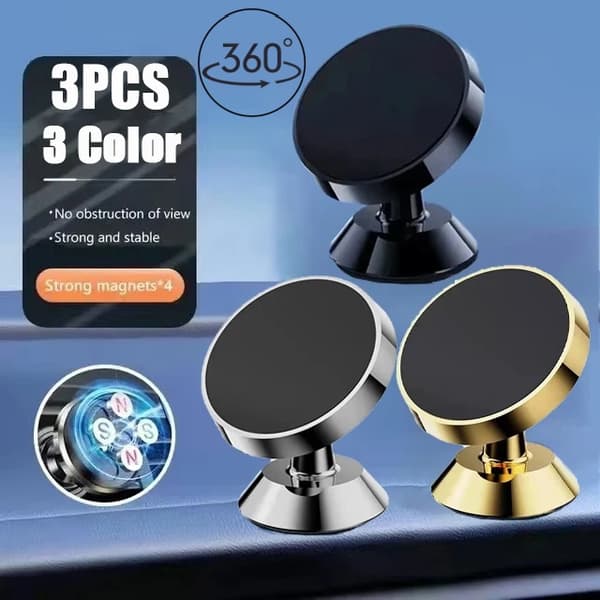 Magnetisk bilhållare universal dashboardfäste för iPhone Xiaomi Huawei Samsung 3pcs Colors-Rotate