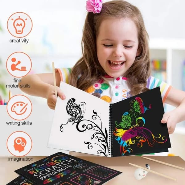 Rainbow Magic Scratch Off Paperisetti lapsille Taide Kaavinta Maalauslelu Lasten Tee-se-itse graffitikirja Montessori-opetuslelut Easter