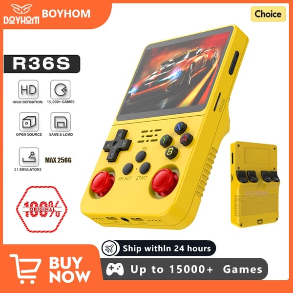 Open Source R36S Retro Handheld Video Game Console Linux System 3,5-tums IPS-skärm Bärbar Ruby Red 64G
