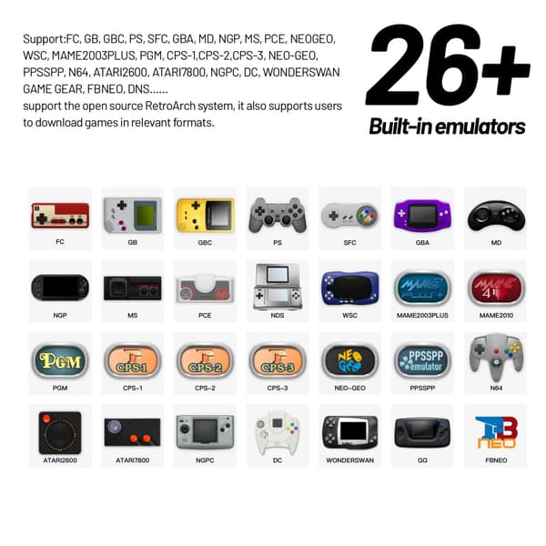 Trimui Smart Pro kädessä pidettävä pelikonsoli 4.96''IPS Screen Linux System Joystick RGB Lighting Trimui Black 128g