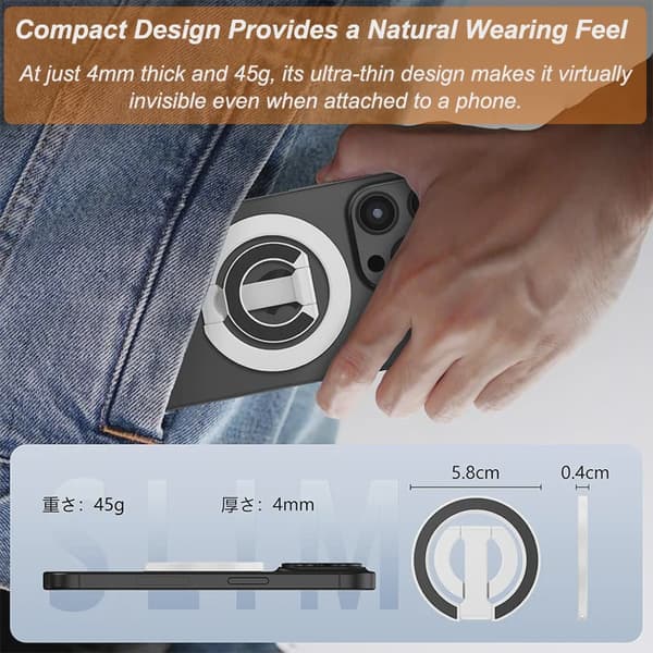 Dobbeltsidet magnetisk ringholder, foldbar telefonstativ, greb til iPhone 16 15 14 Samsung Huawei White With 1 Ring