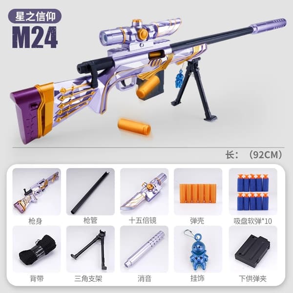 M24 Shell Soft Bullet Sniper Rifle Toy Gun - manuellt laddad present för pojkar, julen 2025 2