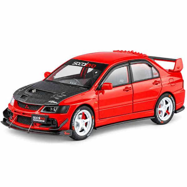 1:24 Mitsubishi EVO9 modificeret legering lyd- og lysbilmodel forretningsgave mødelokaledekoration legetøjsgavesamling red-boxed