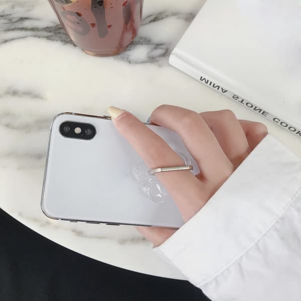 360° roterbar, klar fingerringholder til telefon, grebstativ, kompatibel med iPhone-covers Circular