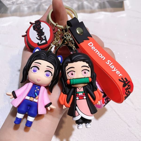 Demon Slayer nyckelring figurdocka - kreativt tecknat hängsmycke för väskor, bilar och presenter för barn A
