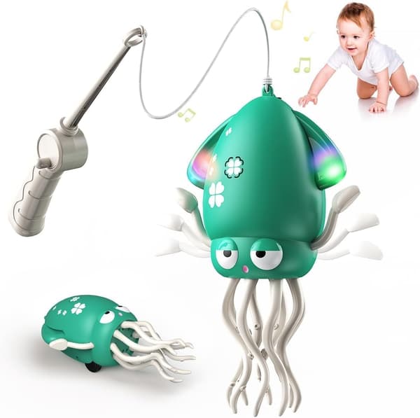 Interactive Magic Dancing Octopus Toy with Lights & Music for Kids - Crawling Squid Gift Yellow