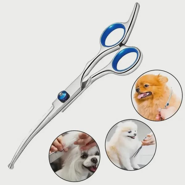 Ambidextrous kæledyrssikker saks i rustfrit stål til hunde med rundt hoved til præcisionstrimning Flat Scissors