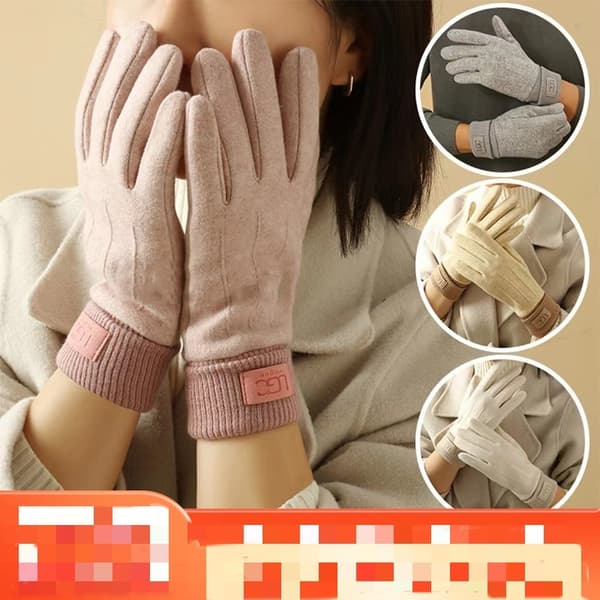 Varm Touch Screen Cashmere Handsker til Damer - Fuldfinger vintervanter til udendørs cykling light gray Gloves Size One Size