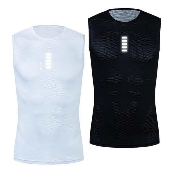 Reflekterande vit cykelunderställ snabbtorkande tight väst med hög elasticitet Black 2(Reflective) Size M